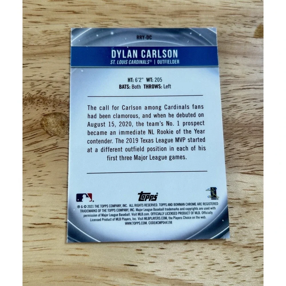 Topps 2021 Bowman Dylan Carlson RC Rookie of the Year Favorites #RRY-DC